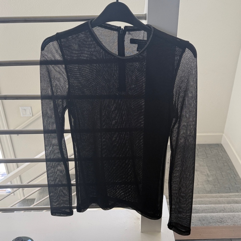 All Saints Sheer Long Sleeve Top